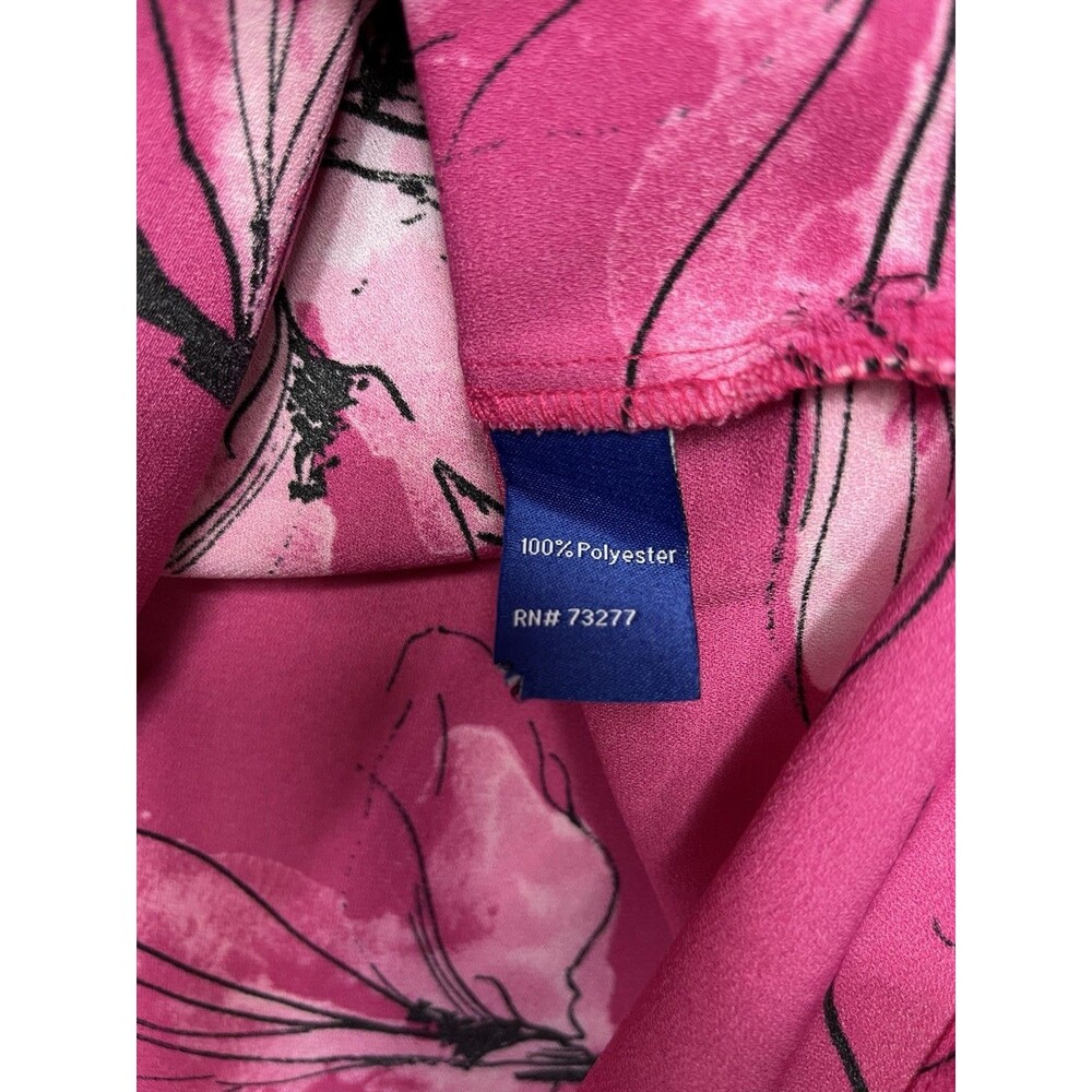 Apt 9 Blouse Top Medium Magenta Pink Floral Ruffle Flounce Sleeve Boho Career - Picture 6 of 8